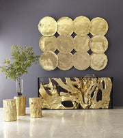Cast Oil Drum Wall Discs, Gold Leaf, Set of 4