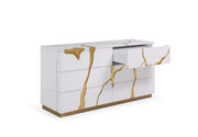 White & Gold Aztec Dresser