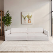 2 Piece White Fabric Sofa