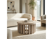 30" Natural Stone White Washed Coffee Table