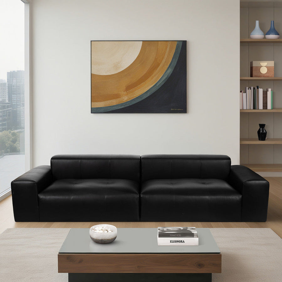 2 Piece Black Non Woven Sofa