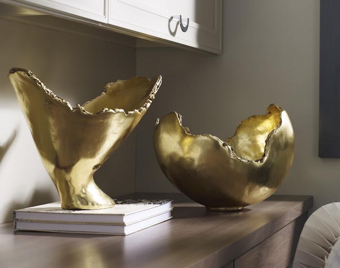 Burled Bowl, Resin, Gold Leaf Finish