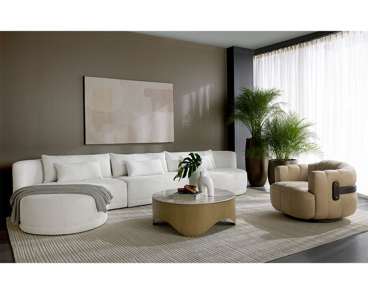 Sahara Sand Leather Swivel Armchair