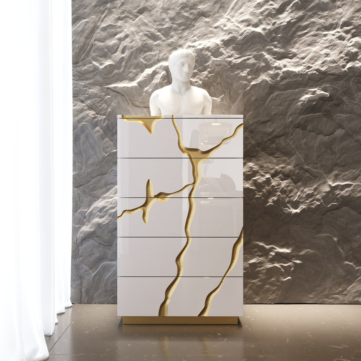 Aztec White & Gold Chest