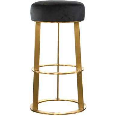 McKinley Black Velvet Fabric with Brushed Gold Metal Base Set of 2