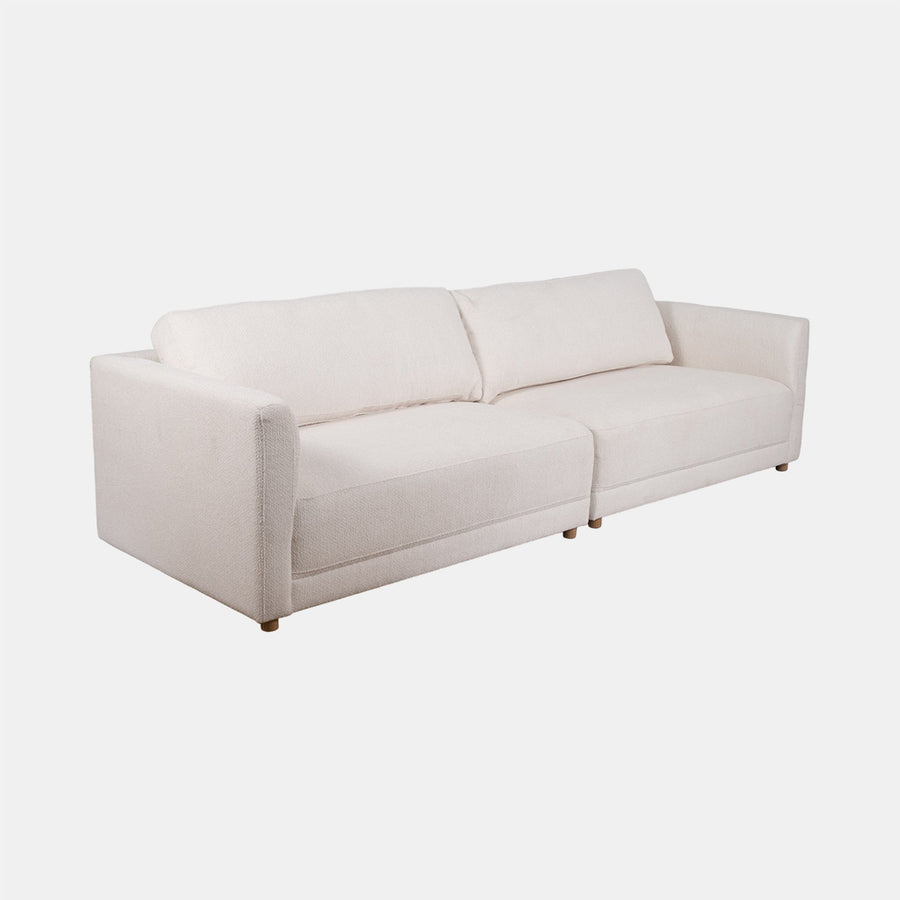2 Piece White Fabric Sofa