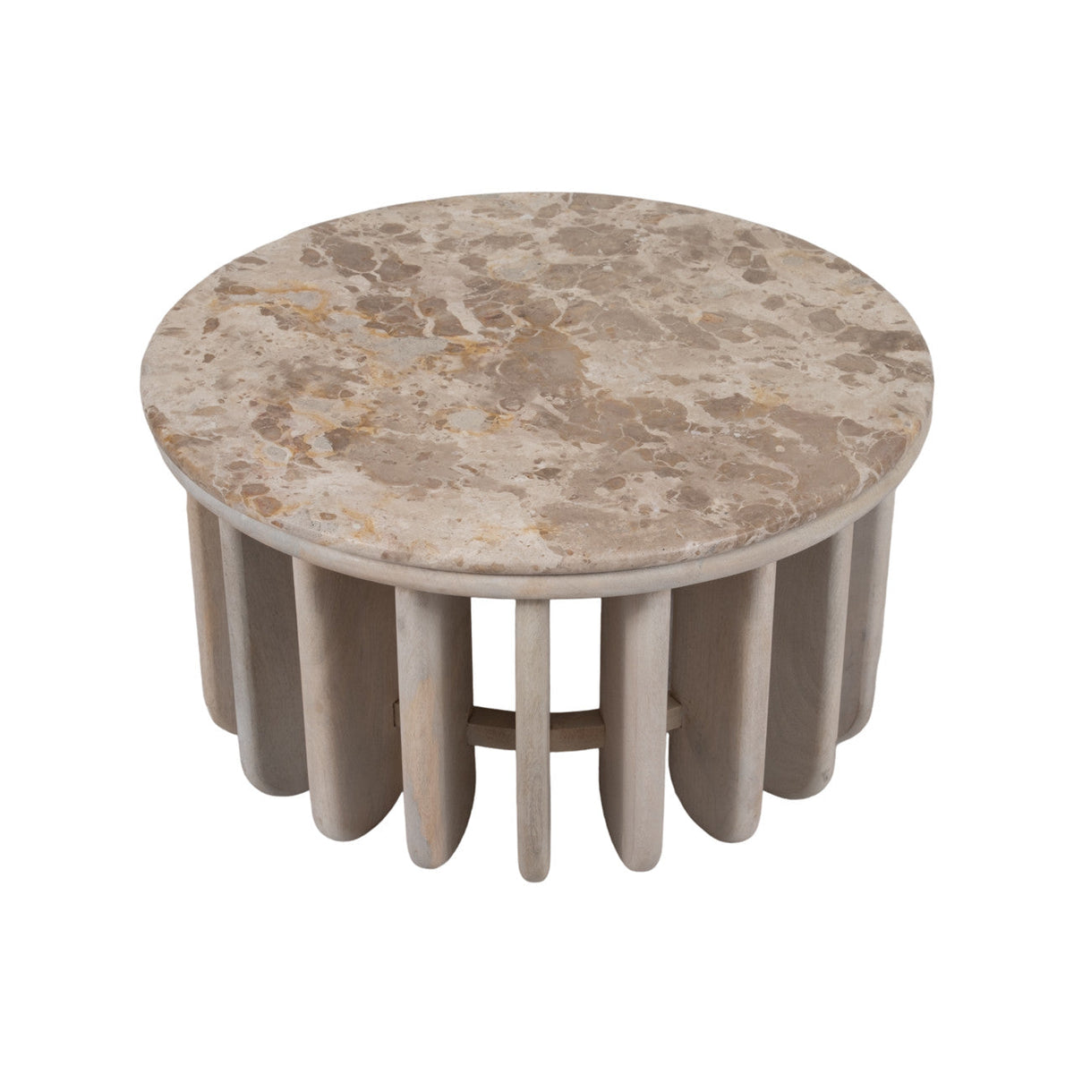 30" Natural Stone White Washed Coffee Table