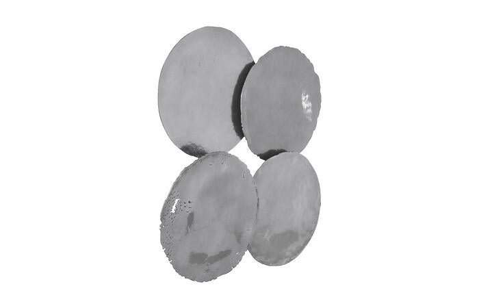 Cast Oil Drum Wall Discs, Liquid Silver, Set of 4