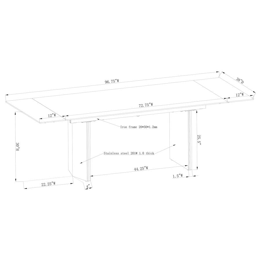 Glass Top Extension Dining Table