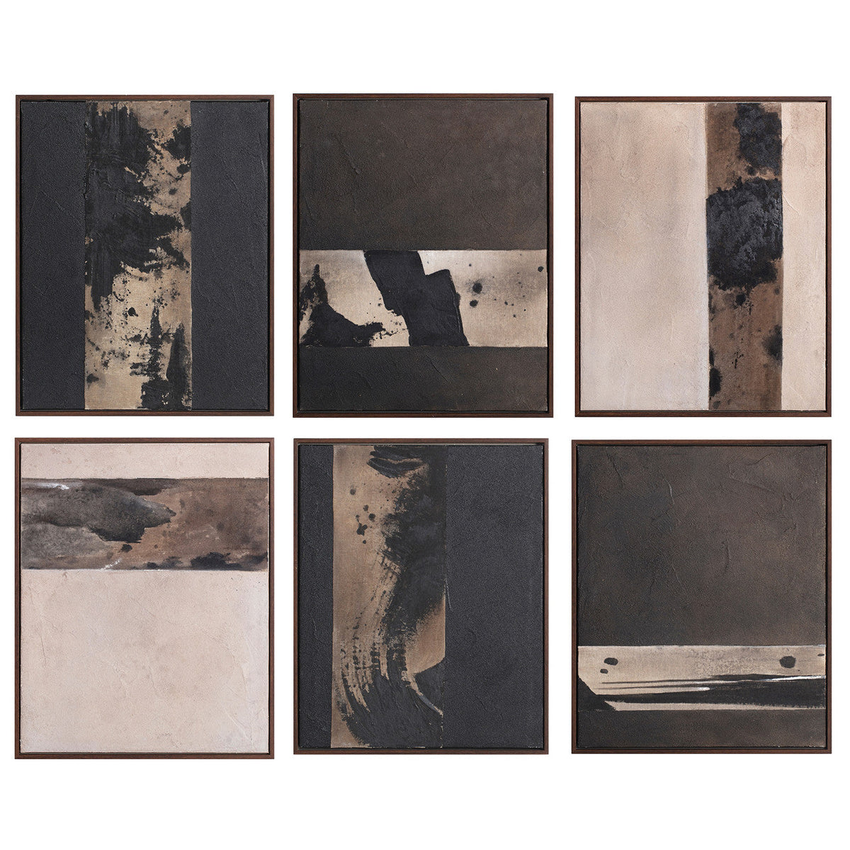 Set of 6 Liner Hand Painted Wall Art