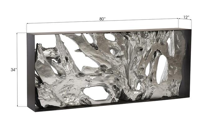 Cast Root 80" Black & Silver Console Table