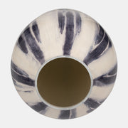 Glass, 17" Striped Vase, Black/White