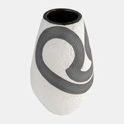 Stoneware, 11" Noir Vase, Black/White