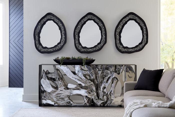 Cast Root 80" Black & Silver Console Table
