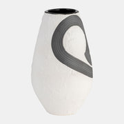 Stoneware, 11" Noir Vase, Black/White