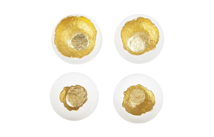White & Gold Broken Egg Set of 4