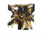 Set of 2 Noir Cast Root Coffee Tables, Black, Gold Leaf